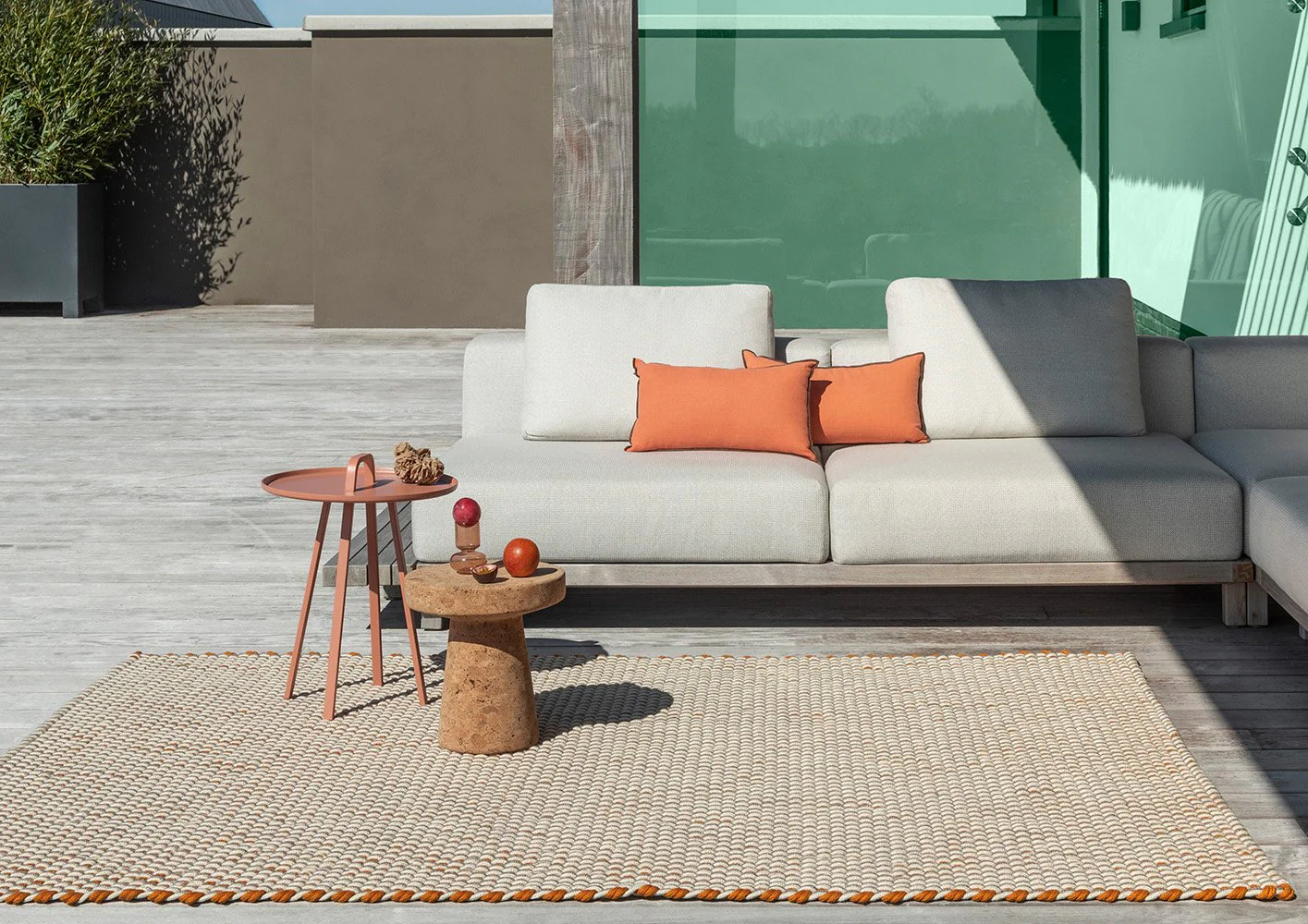 Brink & Campman Lace Tri-Colour White Outdoor Rug - Image 2
