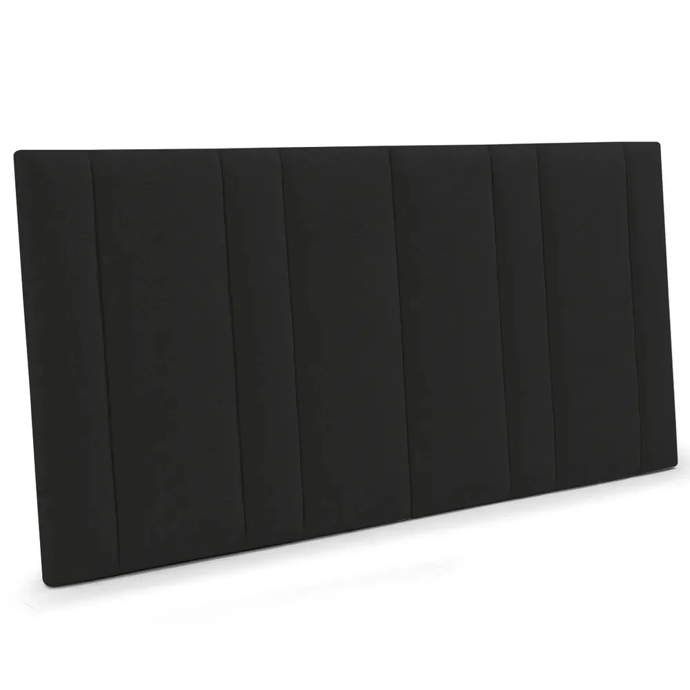 Bronx Panelled King Bedhead - Black Linen - Image 3