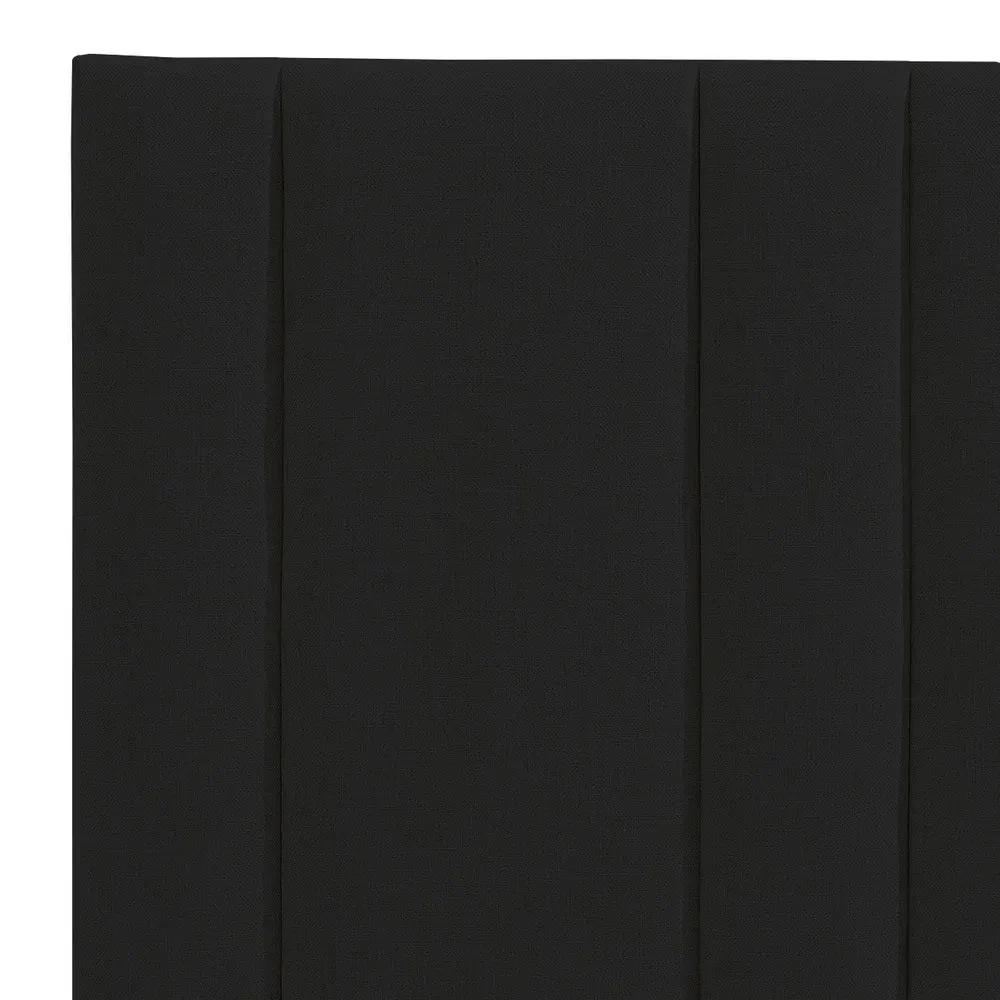 Bronx Panelled King Bedhead - Black Linen - Image 4