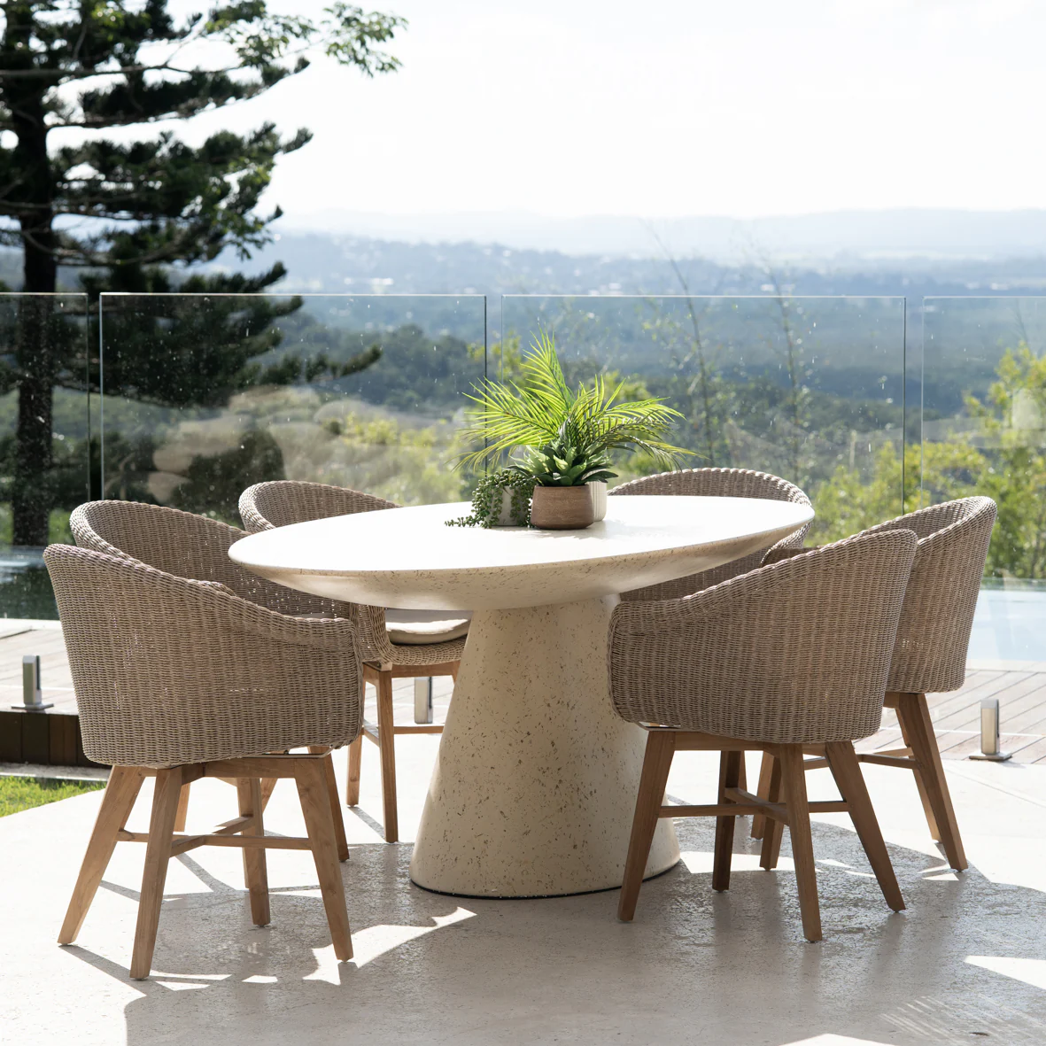Byron Bay Stone Oval Dining Table - 220cm