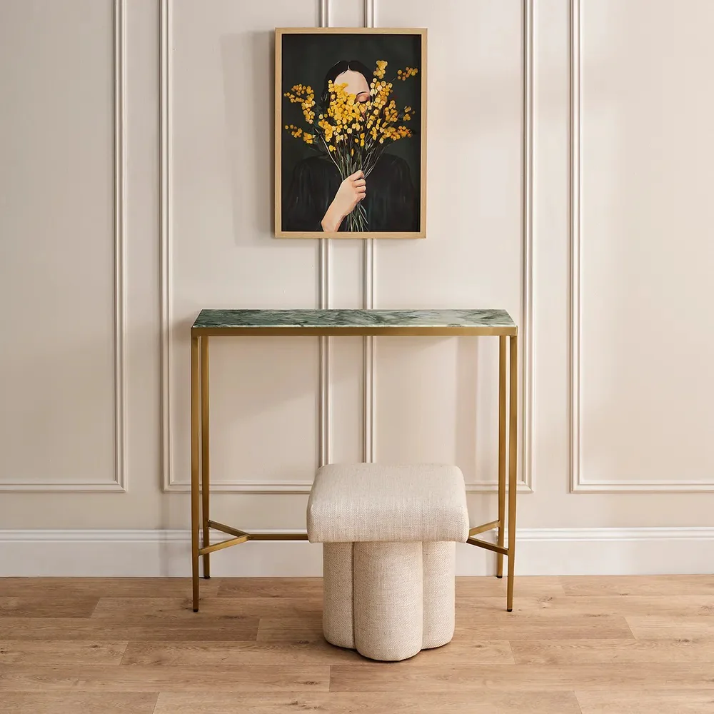 Chloe Dusty Jade Marble Console Table - Small Gold