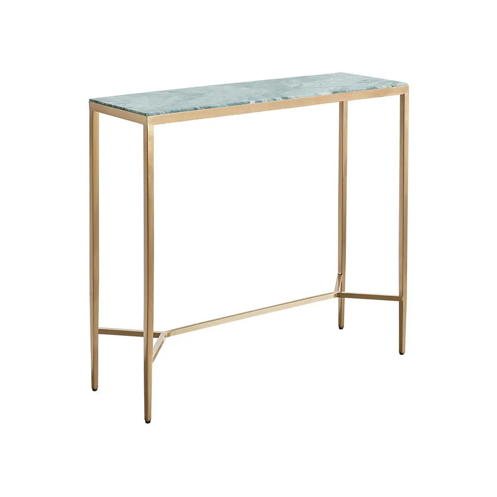 Chloe Dusty Jade Marble Console Table - Small Gold - Image 2