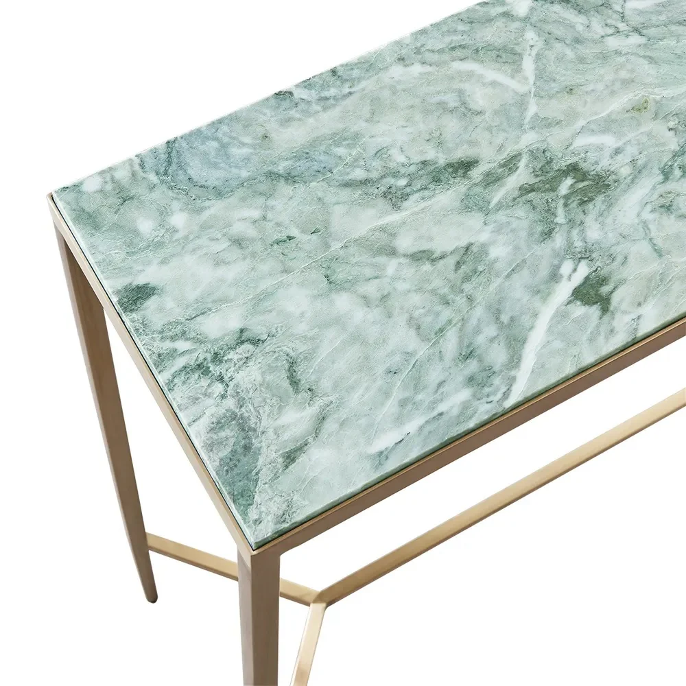 Chloe Dusty Jade Marble Console Table - Small Gold - Image 4