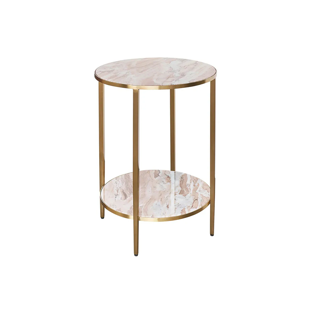 Chloe Pink Marble Side Table - Gold
