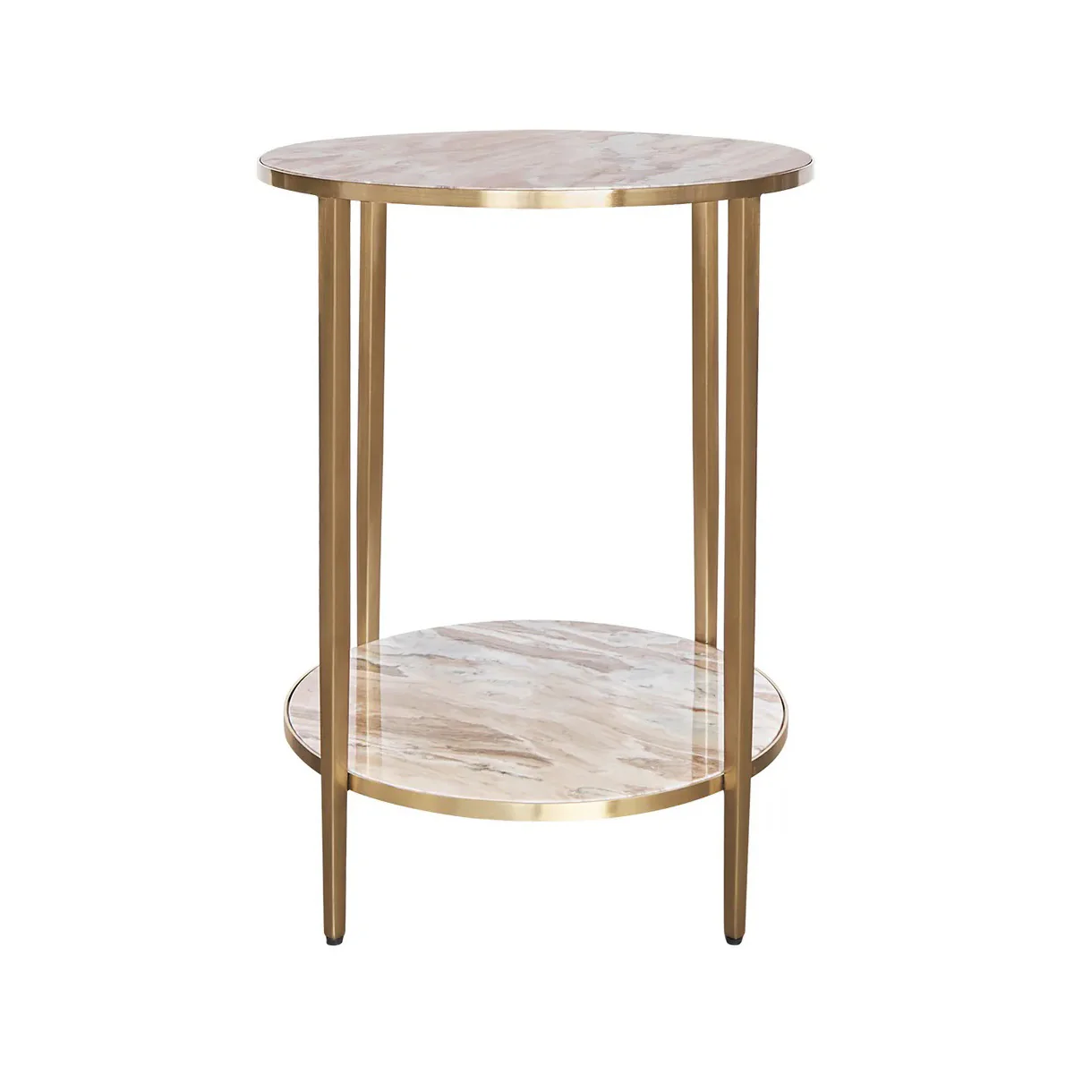 Chloe Pink Marble Side Table - Gold - Image 2
