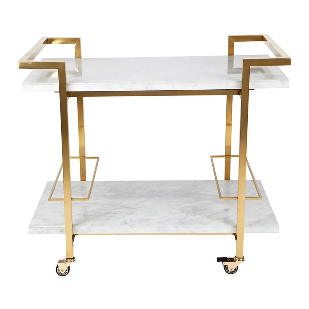 Madison Drinks Trolley - White & Gold - Image 3