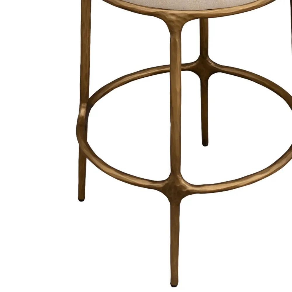 Heston Brass Kitchen Stool - Natural Linen - Image 5