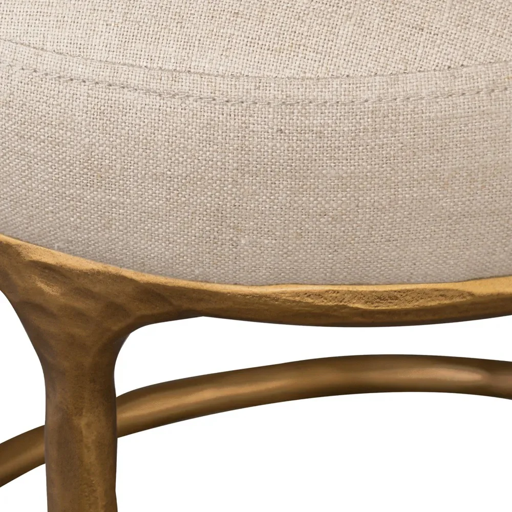 Heston Brass Kitchen Stool - Natural Linen - Image 6