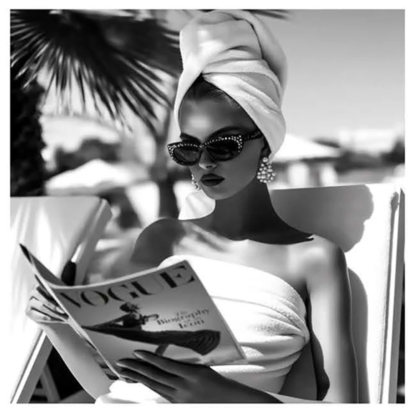 Poolside Vogue Black & White Wall Art - Image 2