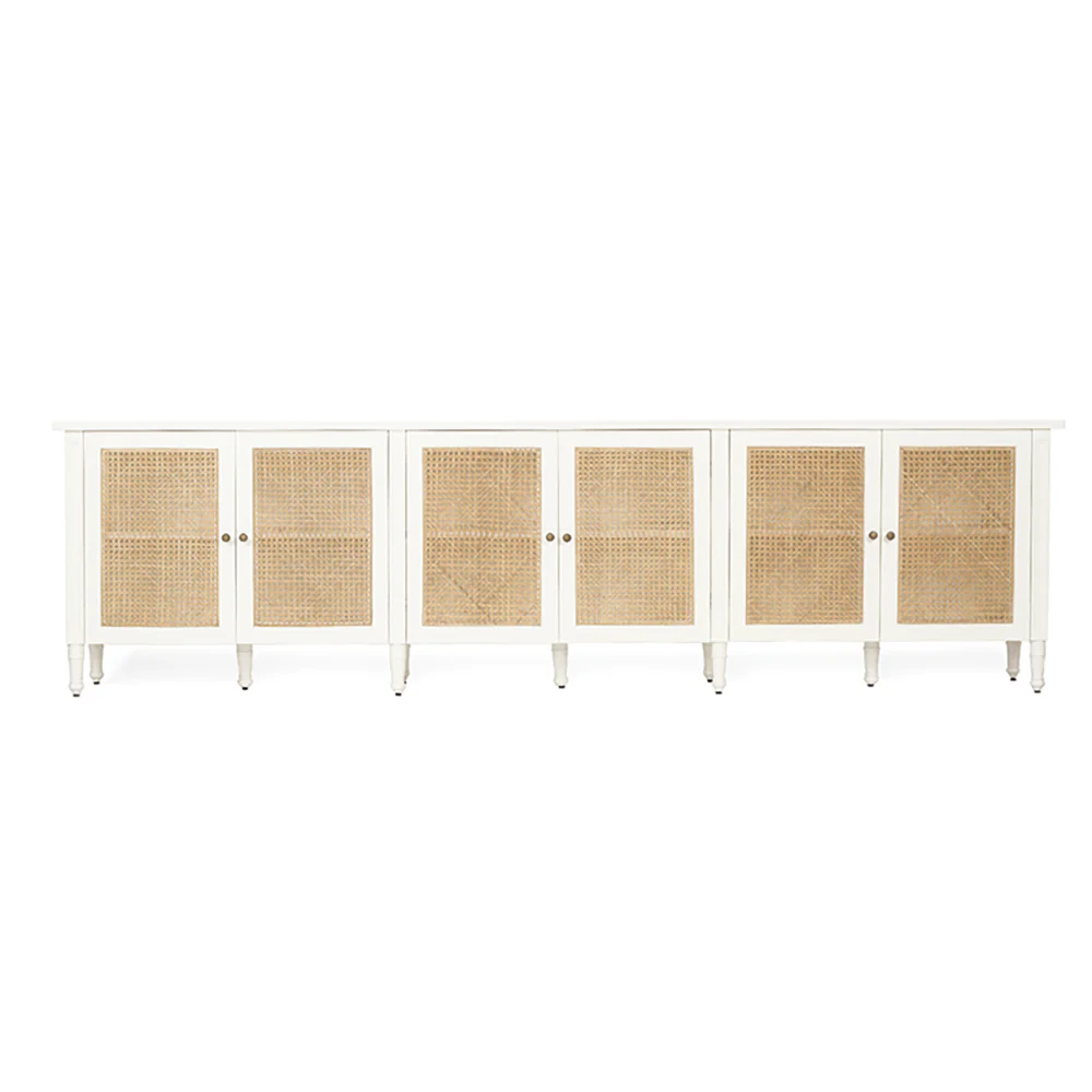 Raffles White Six Door Sideboard – Rattan