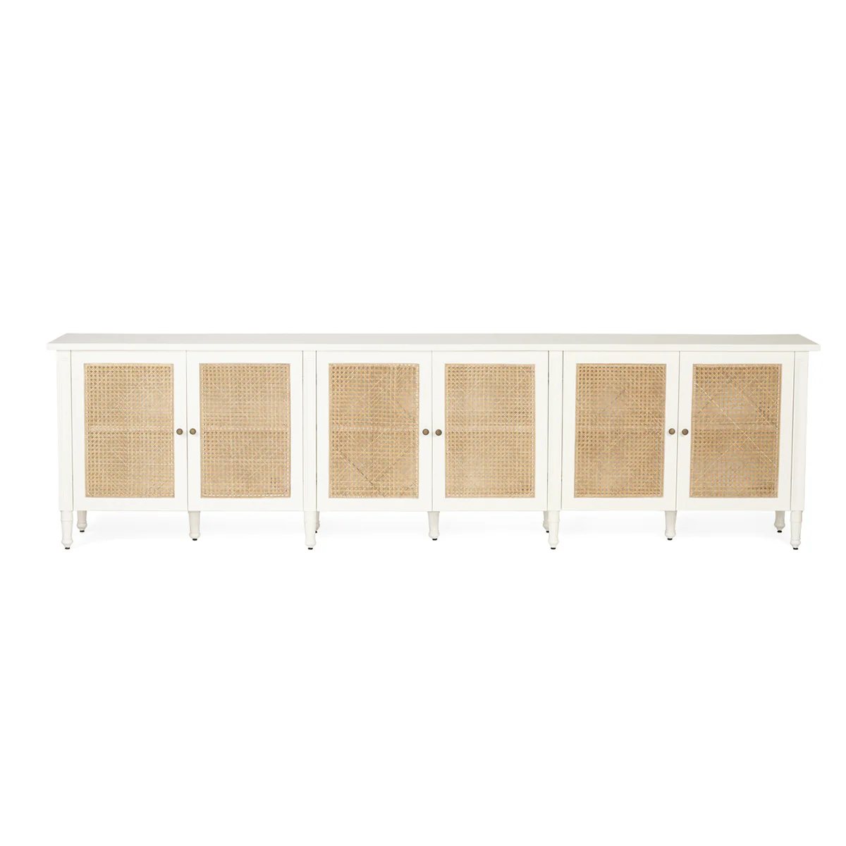 Raffles White Six Door Sideboard – Rattan - Image 2