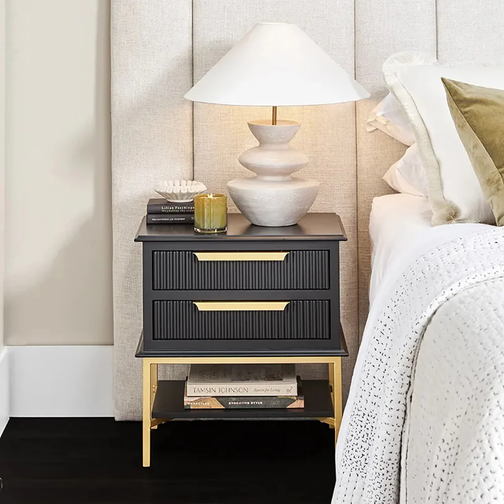 Ripple Bedside Table - Small Black