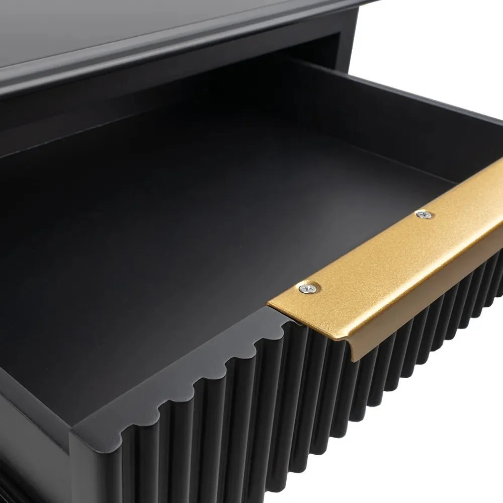 Ripple Bedside Table - Small Black - Image 4