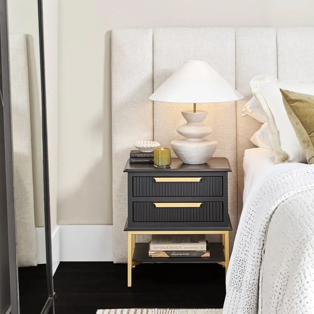 Ripple Bedside Table - Small Black - Image 5
