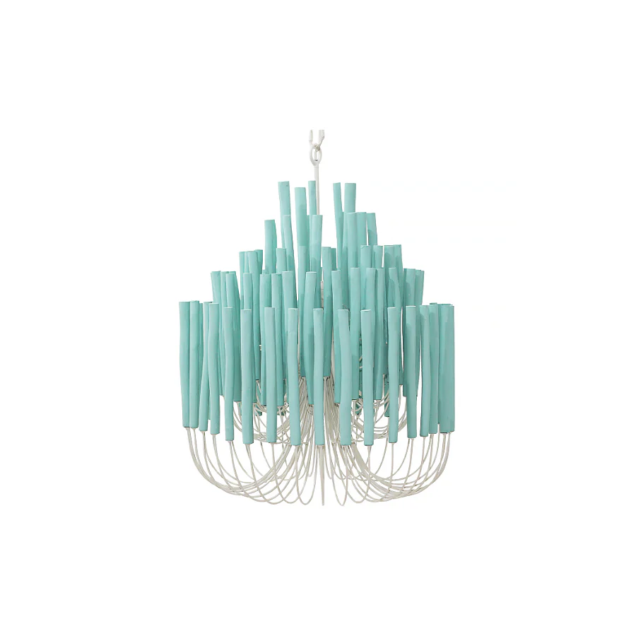 Wood Candlestick Lamp - Tiffany Blue