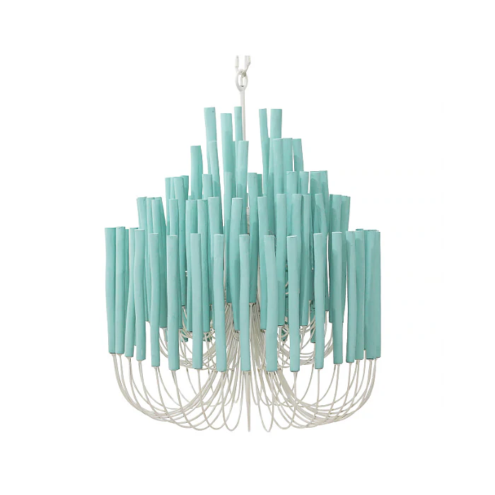 Wood Candlestick Lamp - Tiffany Blue - Image 2